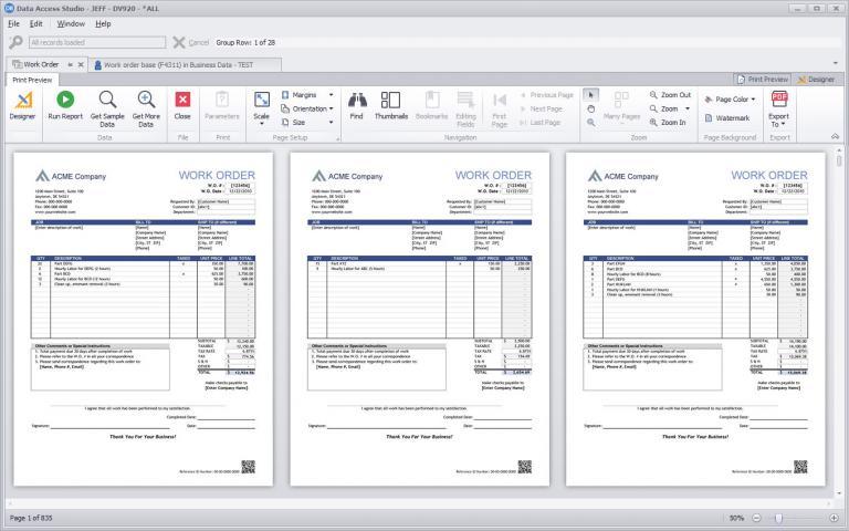 ProReports - Work Order